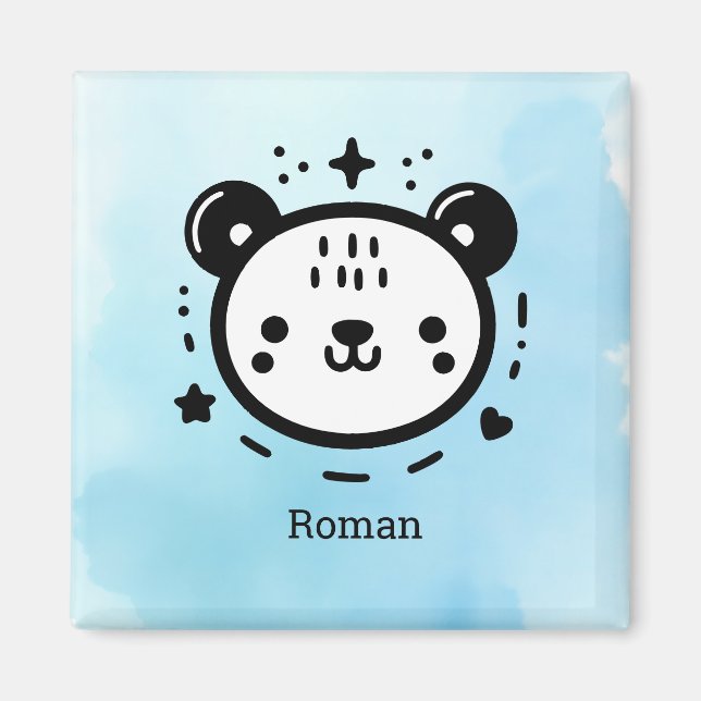 Aimant Kawaii mignon visage ours - Kawaii minimaliste lig (Devant)