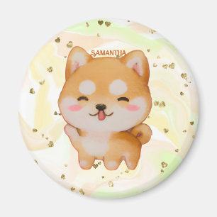 Aimant Kawaii Smiling Cartoon Style Shiba Inu