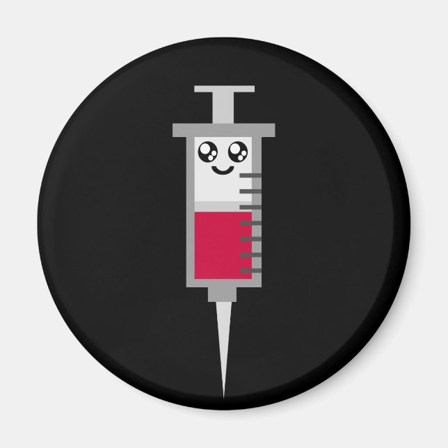 AIMANT KAWAII SYRINGE TIRÉ MÉDICALE HEUREUX VISAGE (Devant)