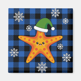 Aimant Kawaii Xmas Starfish sur Blue Buffalo Motif