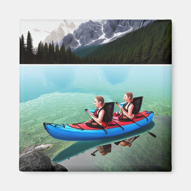 Aimant Kayak sur eau turquoise (Devant)