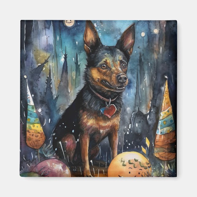 Aimant Kelpie australienne d'Halloween avec la peur Citro (Devant)