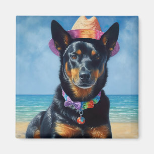 Aimant Kelpie australienne sur la plage, cadeau d'été amo