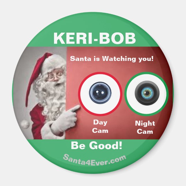 Aimant KERI-BOB Père Noël vous regarde ! Jour et nuit (Devant)