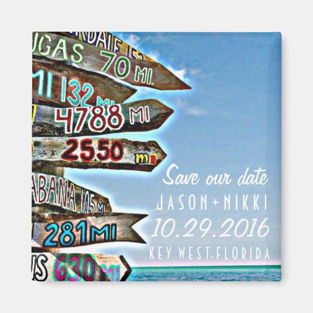 Aimant Key West Destination Wedding Enregistrer la date (Devant)