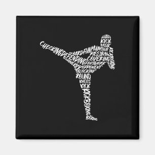 Aimant Kickboxer Arts Martiaux Typographie Hommes Enfants