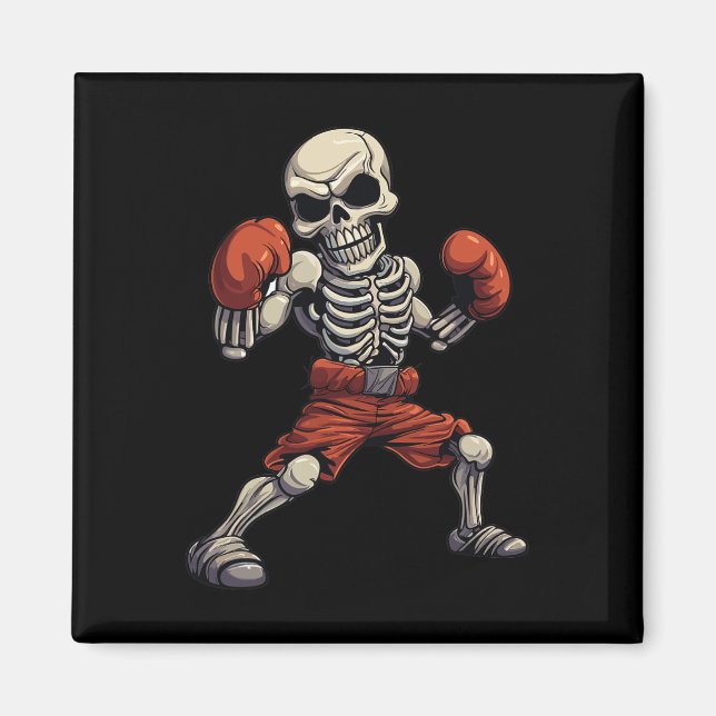 Aimant Kickboxing Skeleton Funny Kickboxer Boxe (Devant)