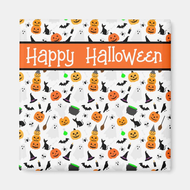 Aimant Kid Halloween Ghost Citrouille Black Chat Personna (Devant)