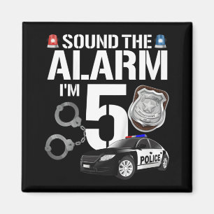 Aimant Kids 5 Year Old Police Birthday Officier Cop Car 5
