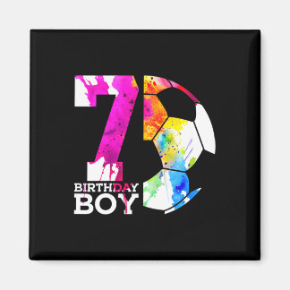 Aimant Kids 7 Birthday Boy Soccer 7th Birthday 