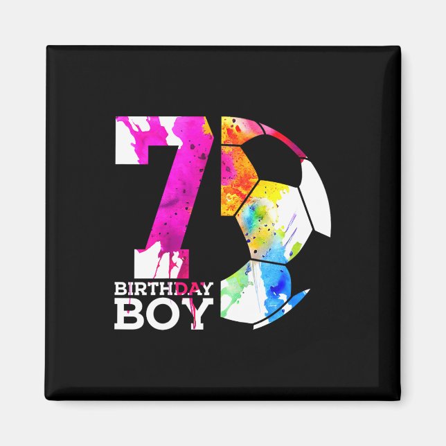 Aimant Kids 7 Birthday Boy Soccer 7th Birthday  (Devant)