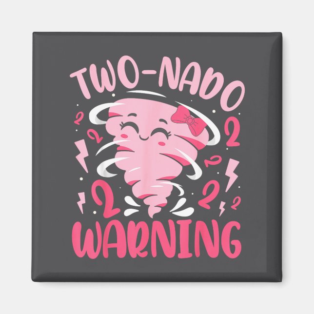 Aimant Kids Two-nado Warning 2nd Birthday Nk Tornado Birt (Devant)