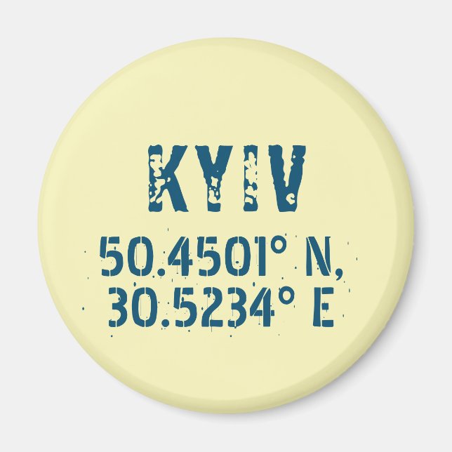 Aimant Kiev Ukraine Latitude & Longitude en détresse (Devant)