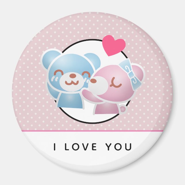 Aimant Kissing Bears I Lote mignonne et Kawaii (Devant)