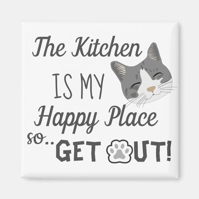Aimant Kitchen est mon Amoureux de les chats heureux (Devant)