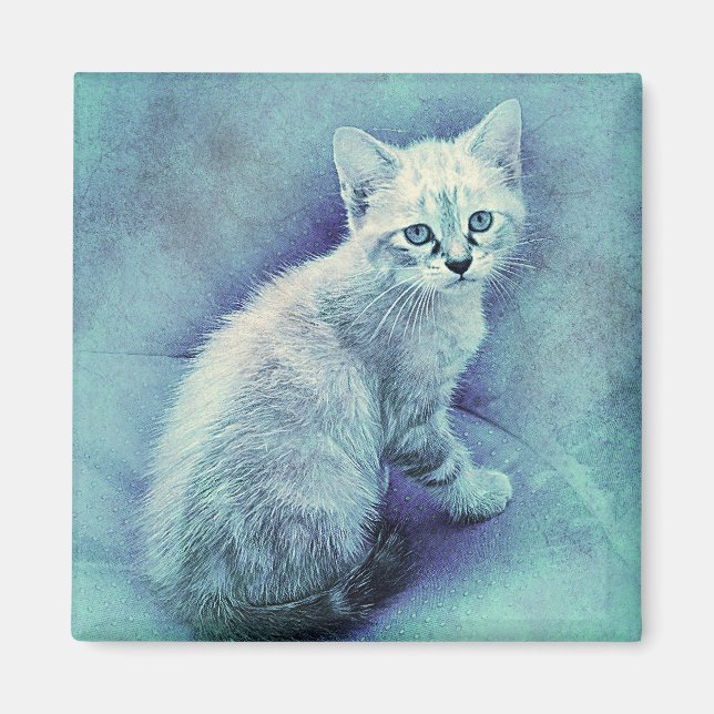 Aimant Kitten bleu | ABSTRAIT | Aquarelle (Devant)