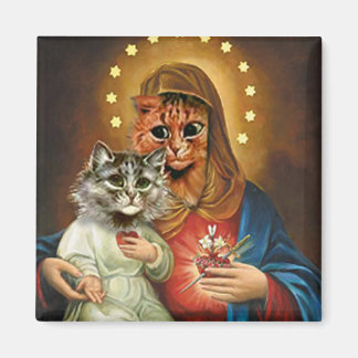 Aimant Kitty Marie et Jésus avec le Sacré Coeur