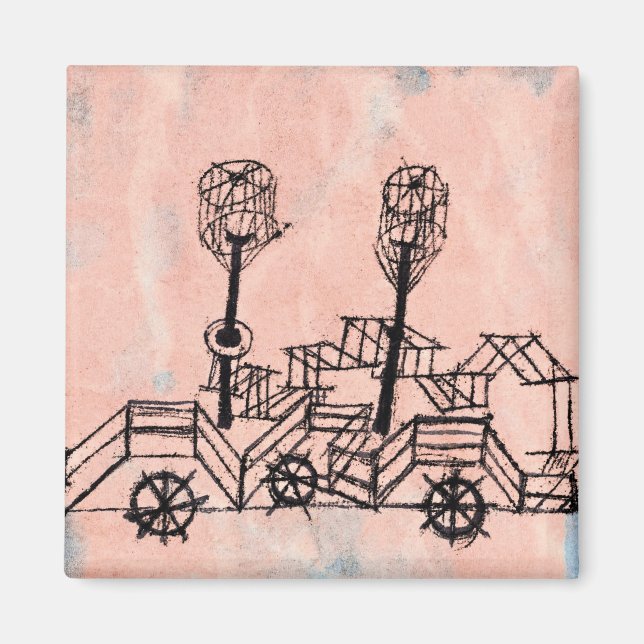 Aimant Klee - Vieux bateau à vapeur, art abstrait (Devant)