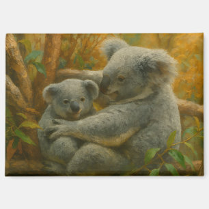 Aimant Koala Mother et Joey dans la canopée d'automne