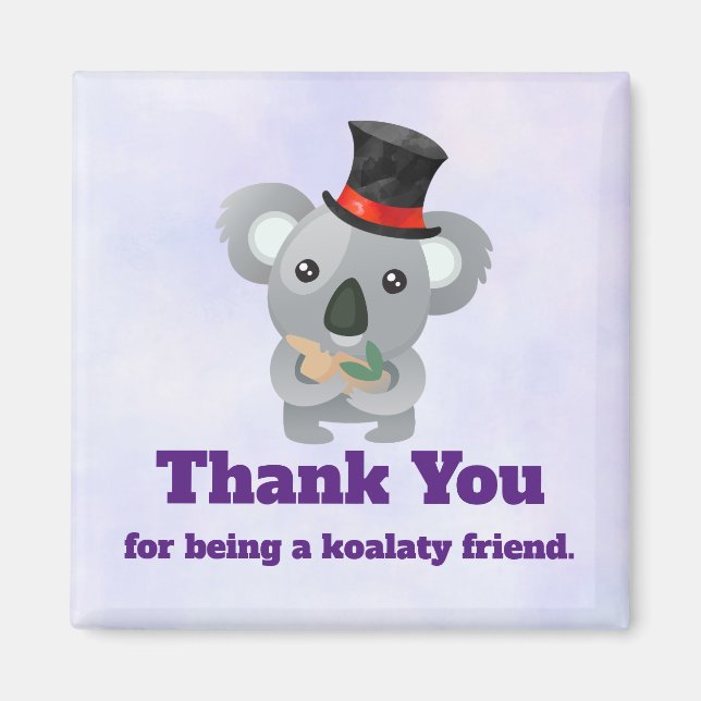 Aimant Koalaty ami Pun Cute Koala en haut du chapeau (Devant)