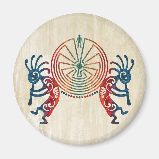 Aimant KOKOPELLI / L'HOMME DANS LE MAZE + vos idées (Devant)