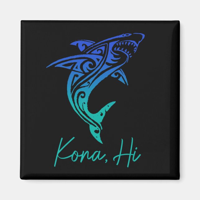 Aimant Kona Hawaii Shark Diving Fishing Surfing Surfer Ha (Devant)