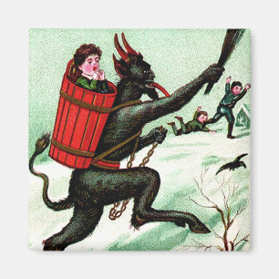 Aimant Krampus poursuivant les mauvais enfants Hiver Neig