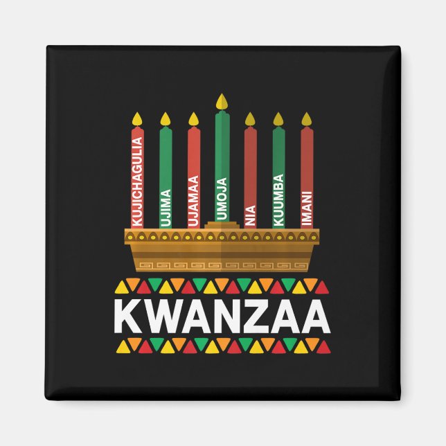 Aimant Kwanzaa Principes Kwanzaa Bougies Kinara Pan Afri (Devant)