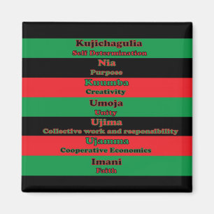 Aimant Kwanzaa Sept Principes Vert Rouge Noir