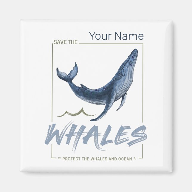 Aimant La baleine protège les baleines et la cétacée d'aq (Devant)