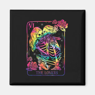 Aimant La carte de tarot des amants gothique tie dye lesb