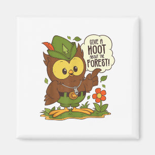 Aimant La Chouette Woodsy Donne Un Coup D'Oeil Sur La Jou