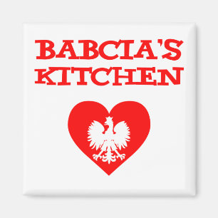 Aimant La cuisine de Babcia avec Eagle blanc polonais