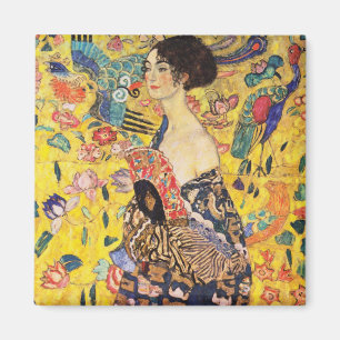 Aimant La Dame de Gustav Klimt avec un fan