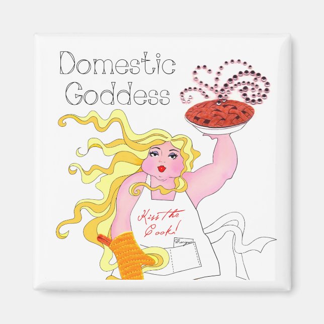 Aimant "La déesse domestique" - Embrasse la cuisinière ! (Devant)