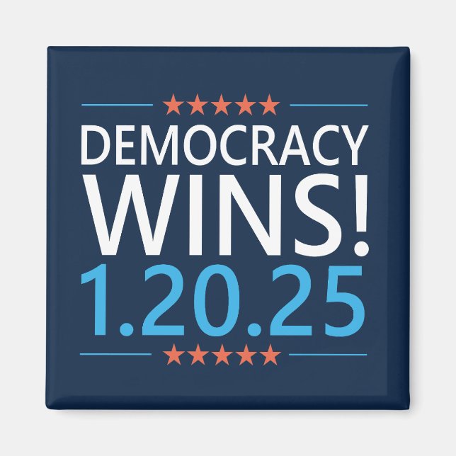 Aimant La démocratie gagne Kamala Harris 1.20.25 (Devant)
