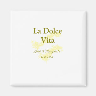Aimant La Dolce Vita jaune mariage couple Nom date glit