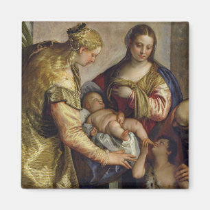 Aimant La famille sainte avec St Barbara, c.1550 (huile