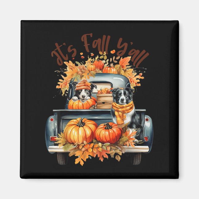Aimant La frontière de l’automne Y’all Collie Citrouilles (Devant)