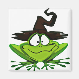 Aimant La grenouille d'Halloween en Casquette de sorcière