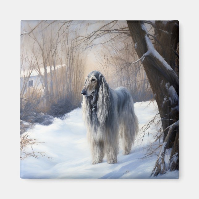 Aimant La Hanche Afghane Laisser Neige Noël (Devant)