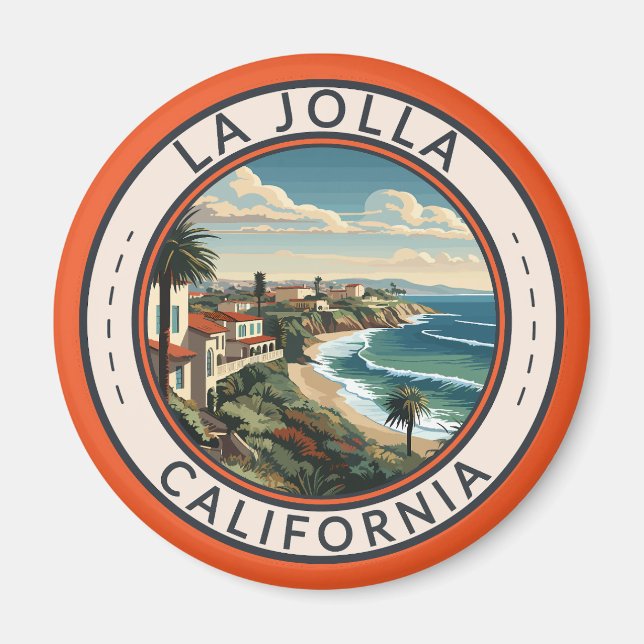 Aimant La Jolla California Coastline Travel Art Retro (Devant)