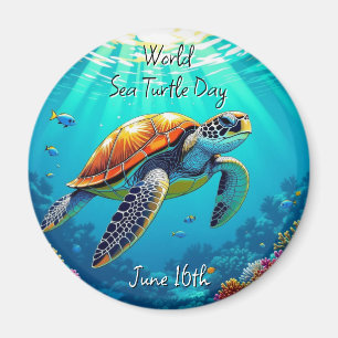 Aimant La Journée Mondiale de la Tortue Mer est le 16 jui