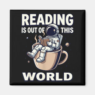 Aimant La lecture est hors de ce monde livre de café astr