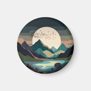 Aimant La Lune Sur Le Lac