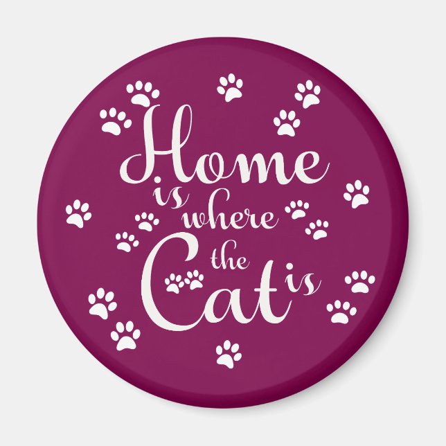 Aimant La maison est là où le chat est de petites pattes (Devant)