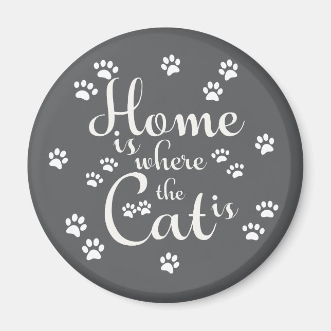 Aimant La maison est là où le chat est de petites pattes (Devant)