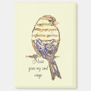 Aimant La musique donne des ailes à mon âme Moineau