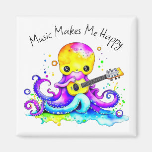 Aimant La musique me rend heureux   Pieuvre jouant de la 