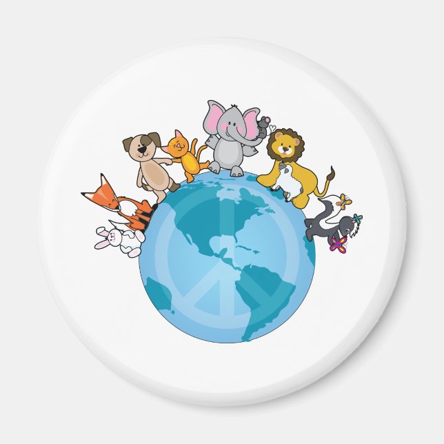 Aimant La Paix Sur Terre Animaux (Devant)